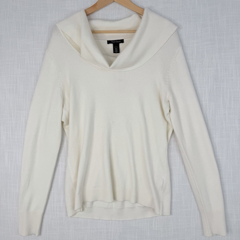 White House Black Market Womens Mock Neck Sweater Ivory Size Large NWT